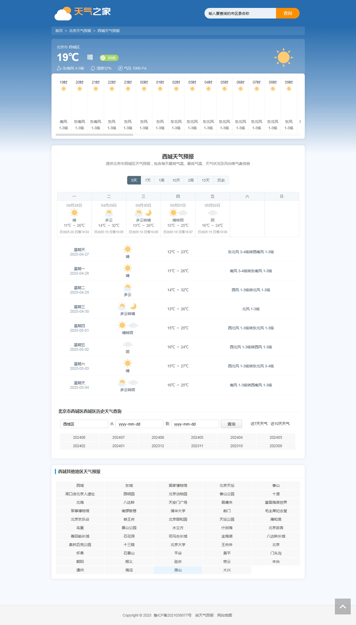 	天气预报网站源码/帝国CMS7.5/自动更新/天